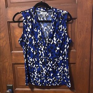 Calvin Klein Women's Top in Blue and Black Print